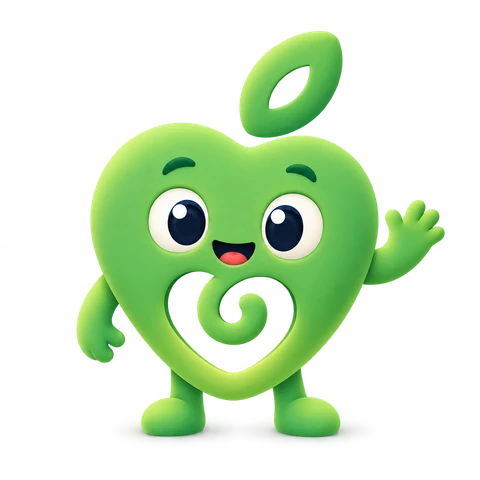 The Healthier Friend mascot waving hello